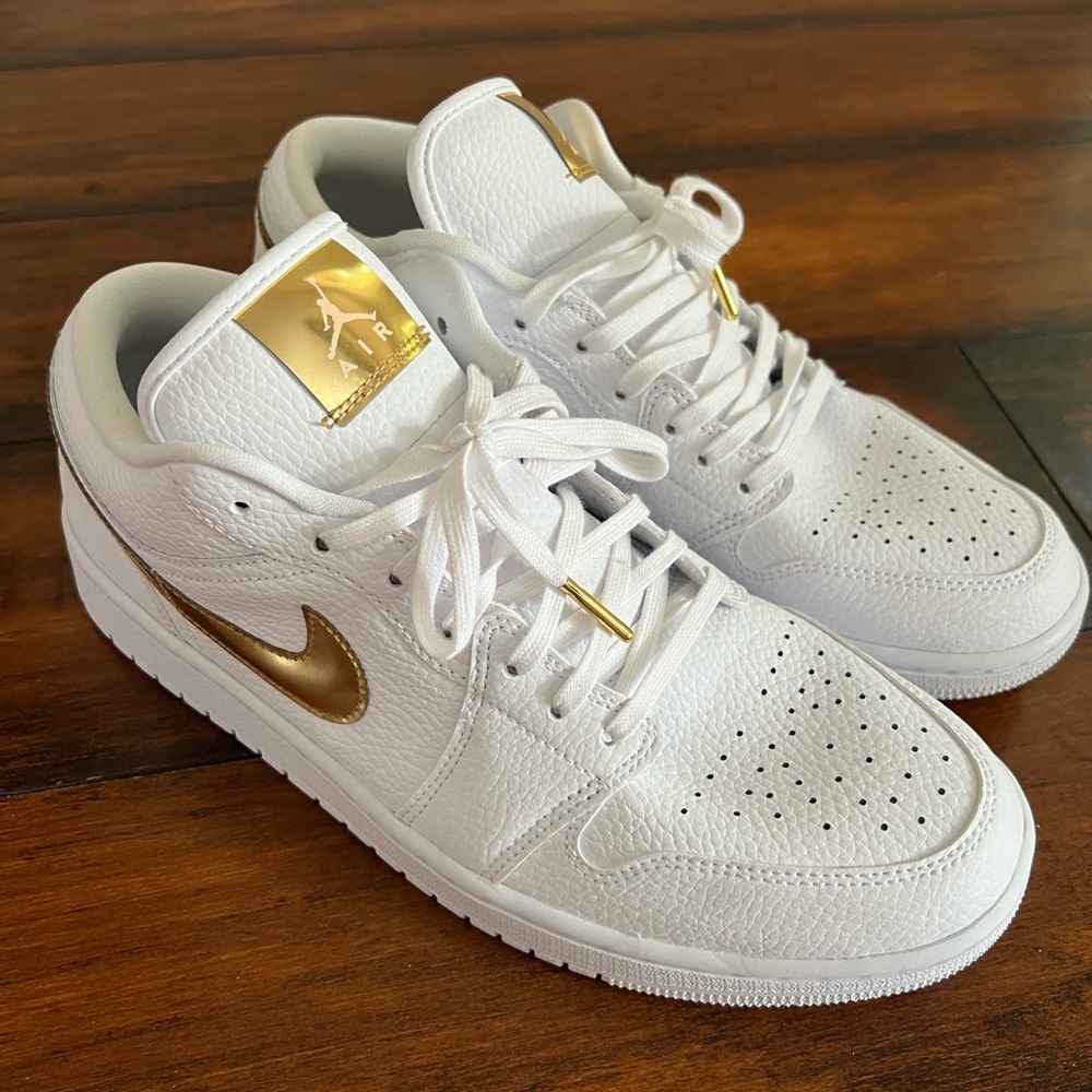Nike Air White and Gold Low Tops